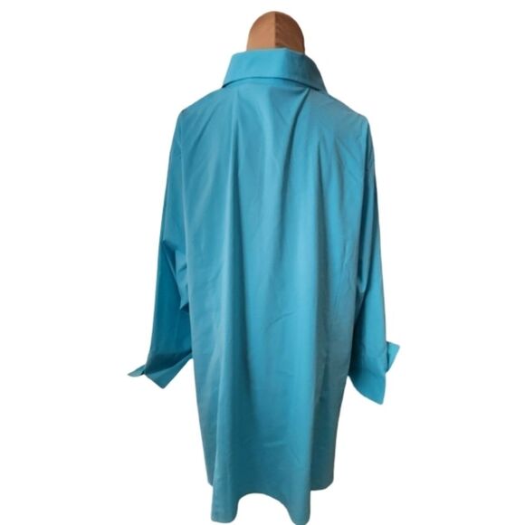 Lands' End Aqua Blue Wrinkle Free Button-up Blouse Women's Plus 26W - Picture 2 of 7
